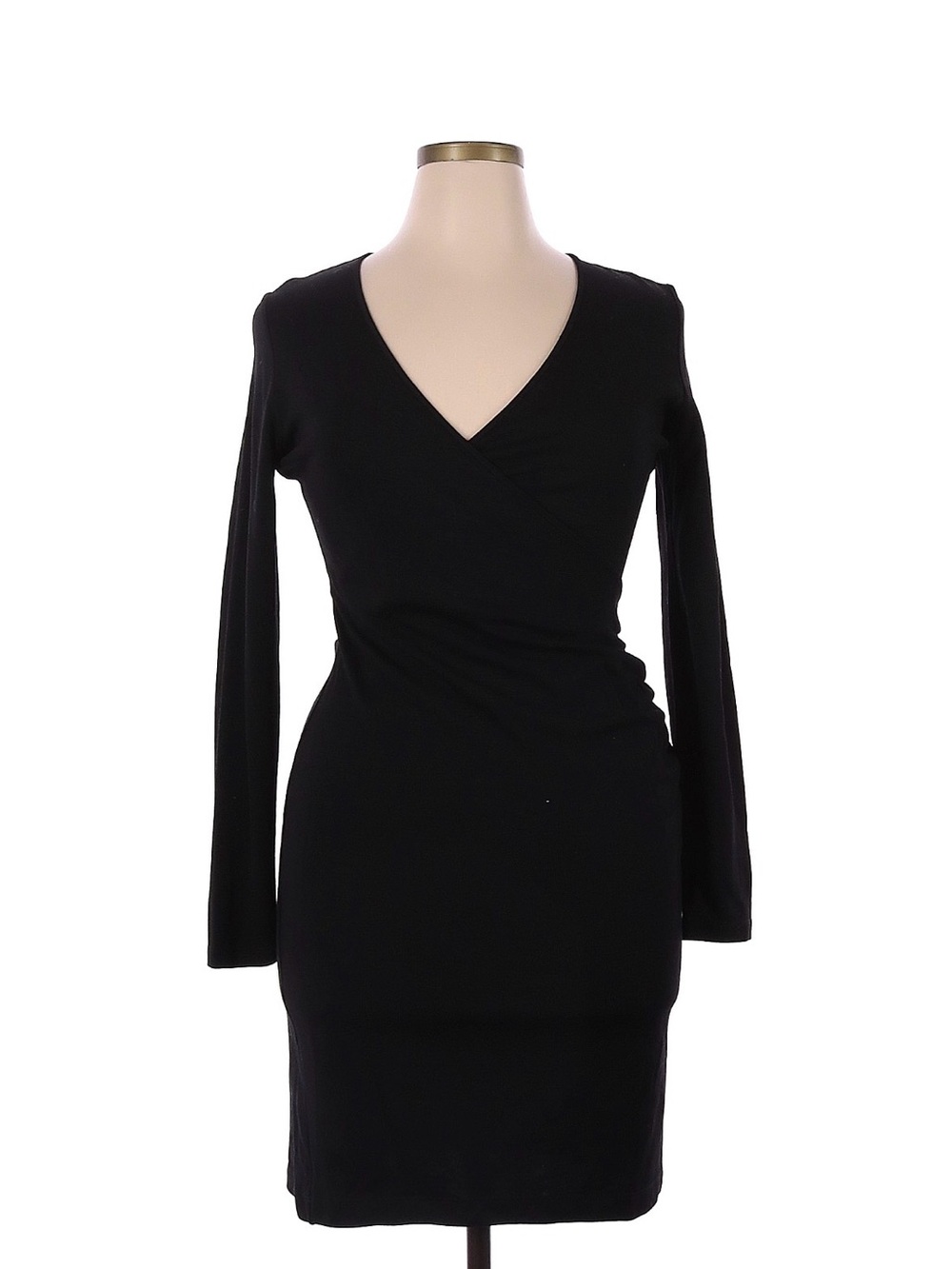 Banana Republic Black Long-Sleeve Wrap Dress